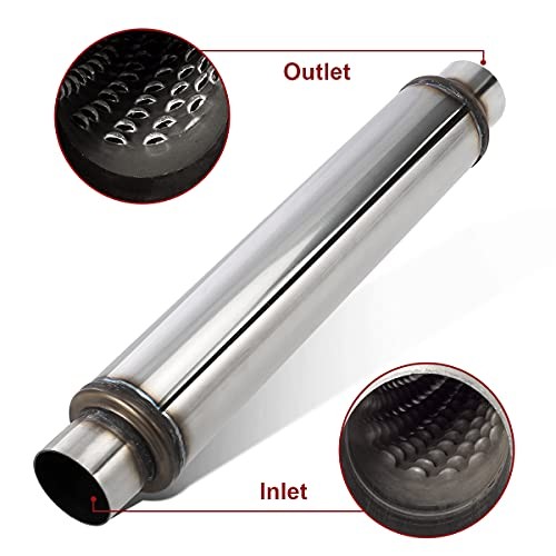 2.5 Inch Inlet Exhaust Muffler 2 1/2″ Resonator Muffler 3.5″ Round 18″ Body
