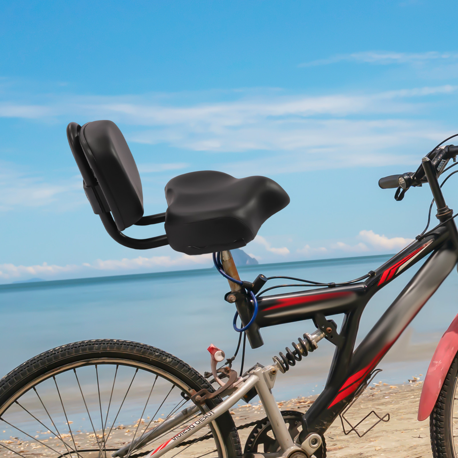 Universal Large Comfort Bicycle Seat Saddle Back Rest Beach Cruiser Bike Black