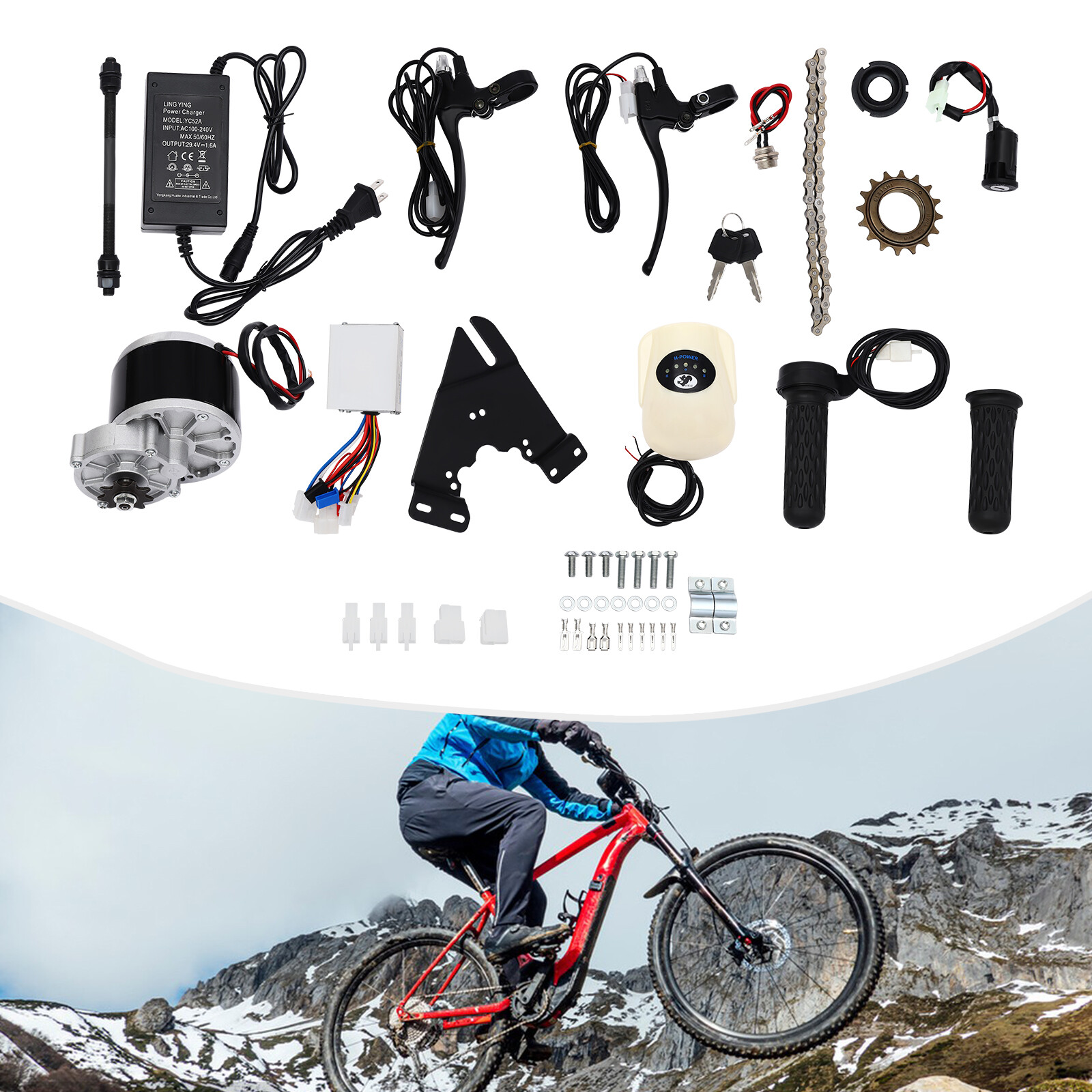 24V 250W Electric Bicycle Conversion Kit E-Bike Cycling Brush Motor & Controller