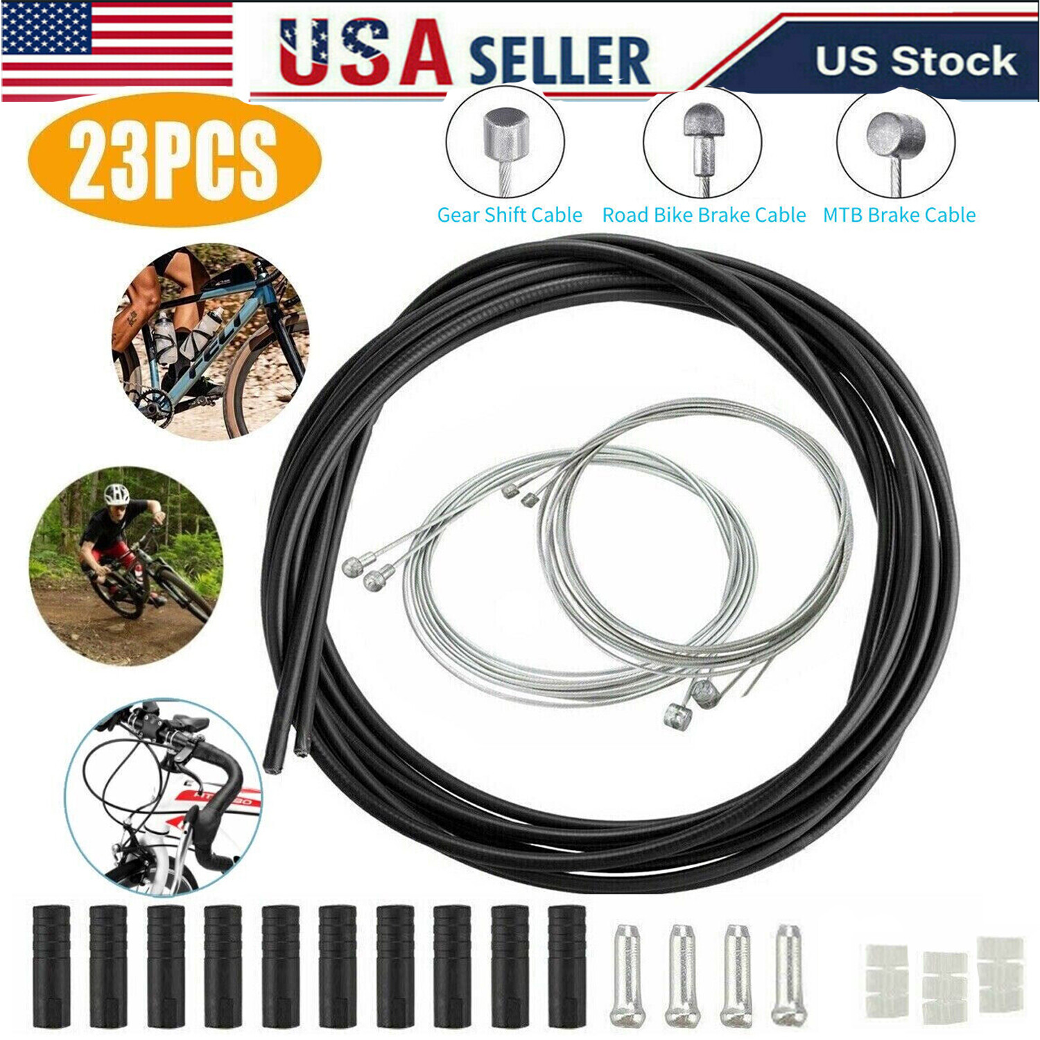 Bike Bicycle Complete Front & Rear Wire Gear Brake Cable Set for Mountain Bikes