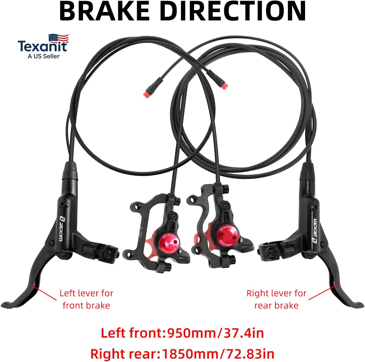 Z00M HB875E Ebike Hydraulic Disc Brake Set, Electric Power-Off Hydraulic Brake S