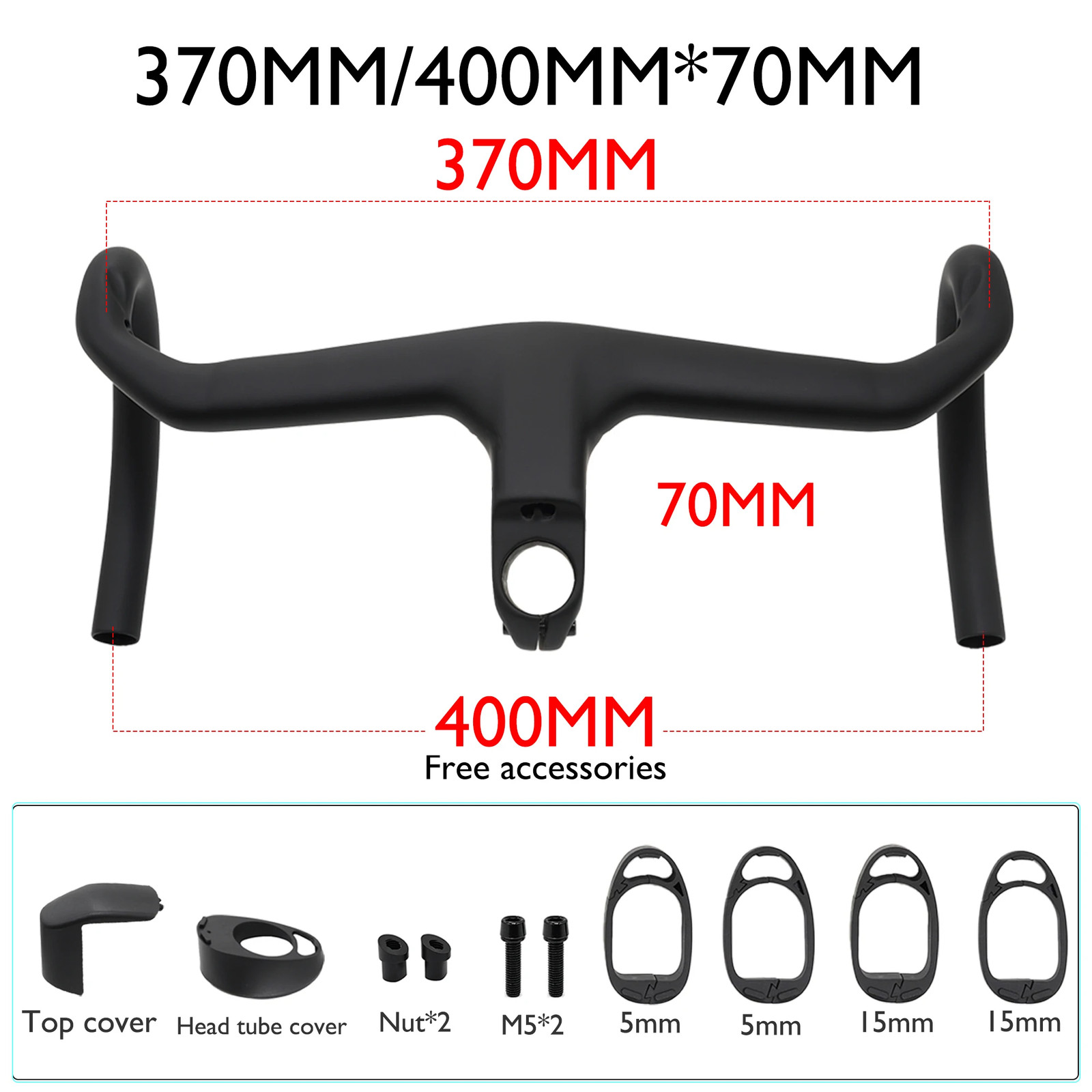 Full Carbon Integrated Road Bike Handlebar 28.6mm 350-410mm Aero Drop Handlebar