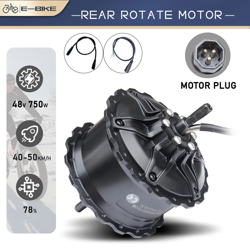 48V 750W E-Bike Electric Scooter Fat Tire Gear Rear Hub Motor 170-175mm Dropout