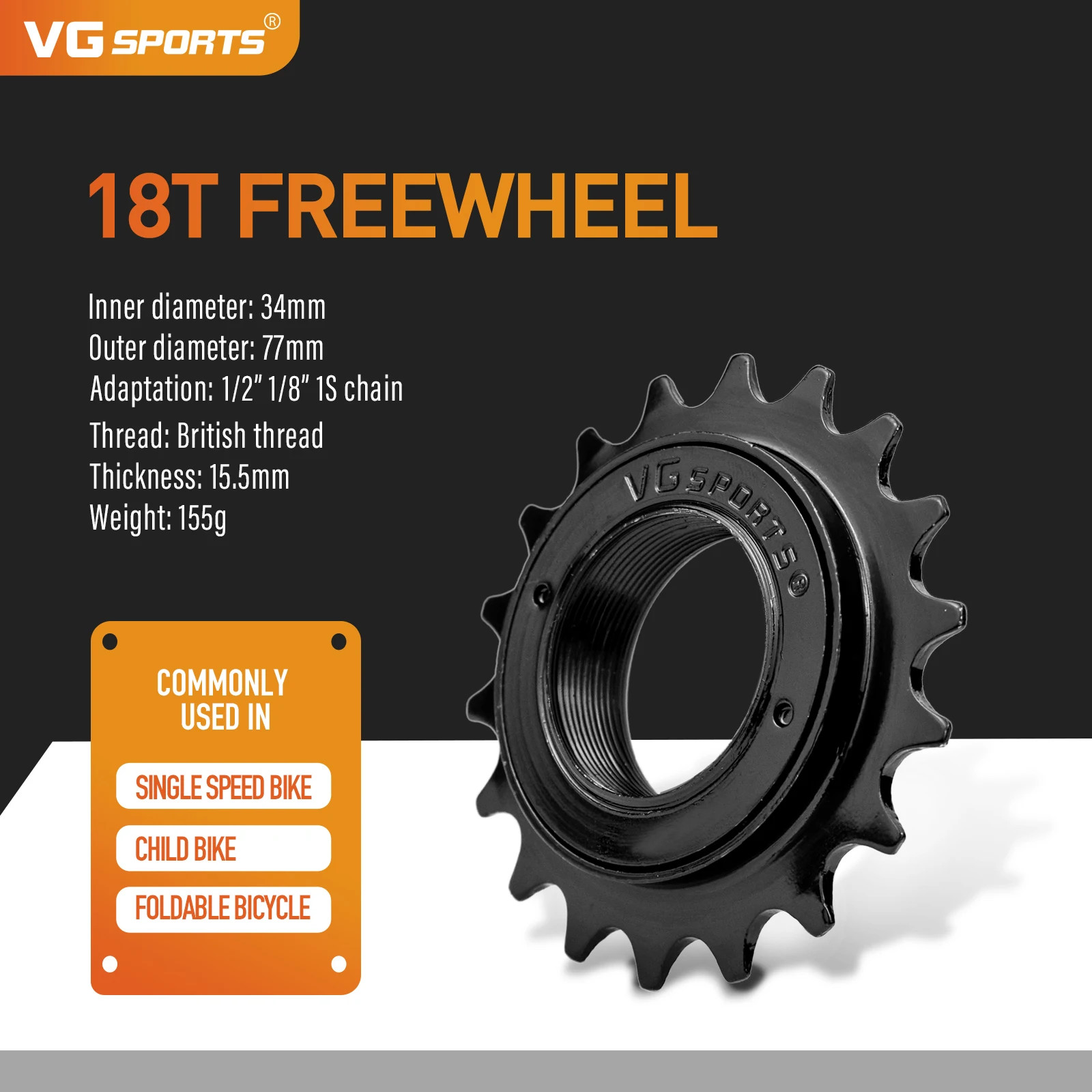 Single Speed Bicycle Freewheel 16T-24T BMX 34mm Cog Gear Sprocket Parts