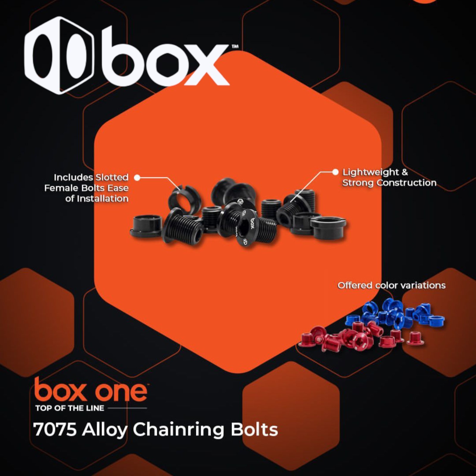 Box One 7075 Alloy Chainring Bolt Kit (BLUE) (15pk)