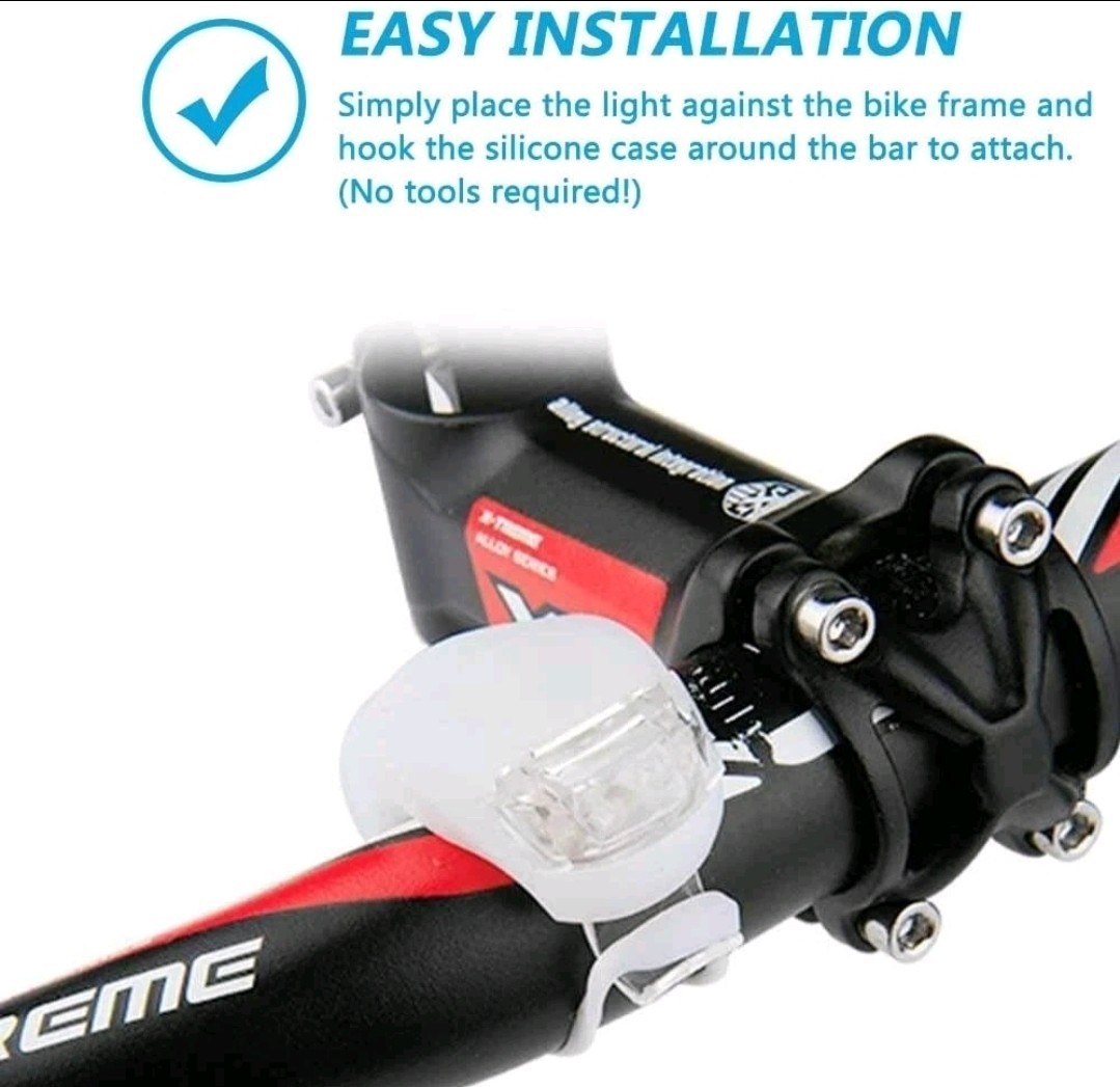 REFUN Bicycle Light Front Rear Silicone LED Bike Light 4Pack White Black NEW