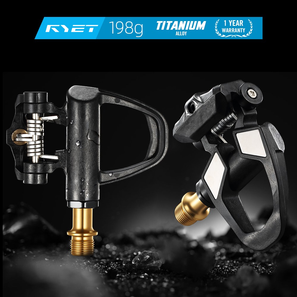 RYET Carbon Road Bike Pedals 198g Titanium Spindle DU Bearings 6° Float SPD