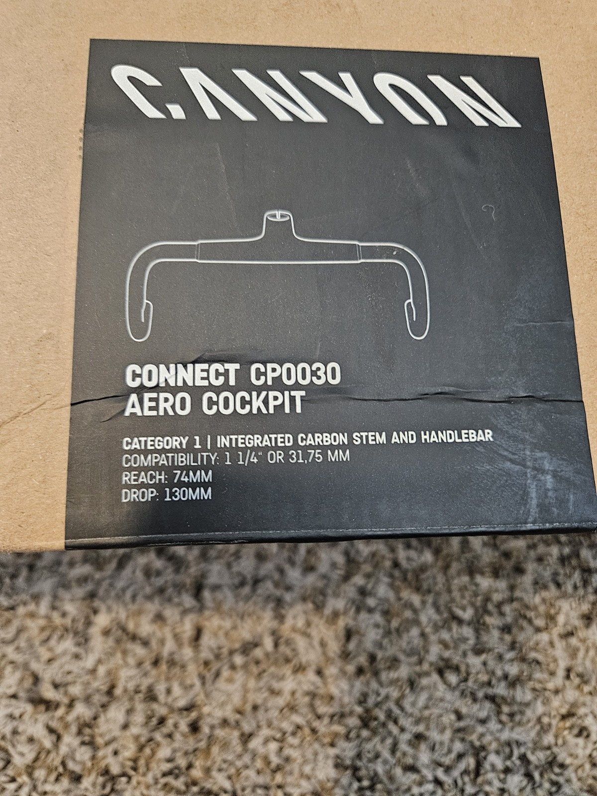 Canyon CP0030 AeroCockpit CF – 100mm Length 370mm Width 74mm Reach matte Black