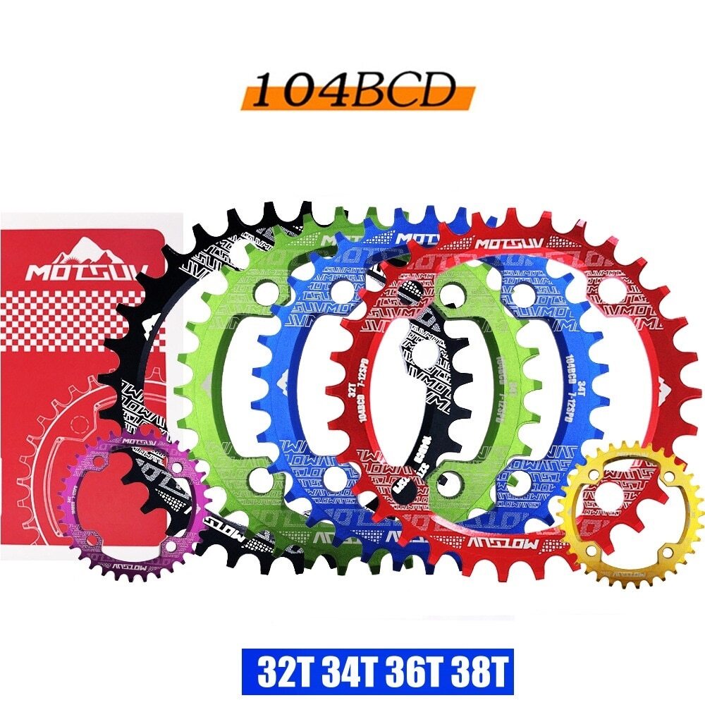 104BCD MTB Round Narrow Wide Chainring Bike Chainwheel 30/32/34/36/38/40/42T