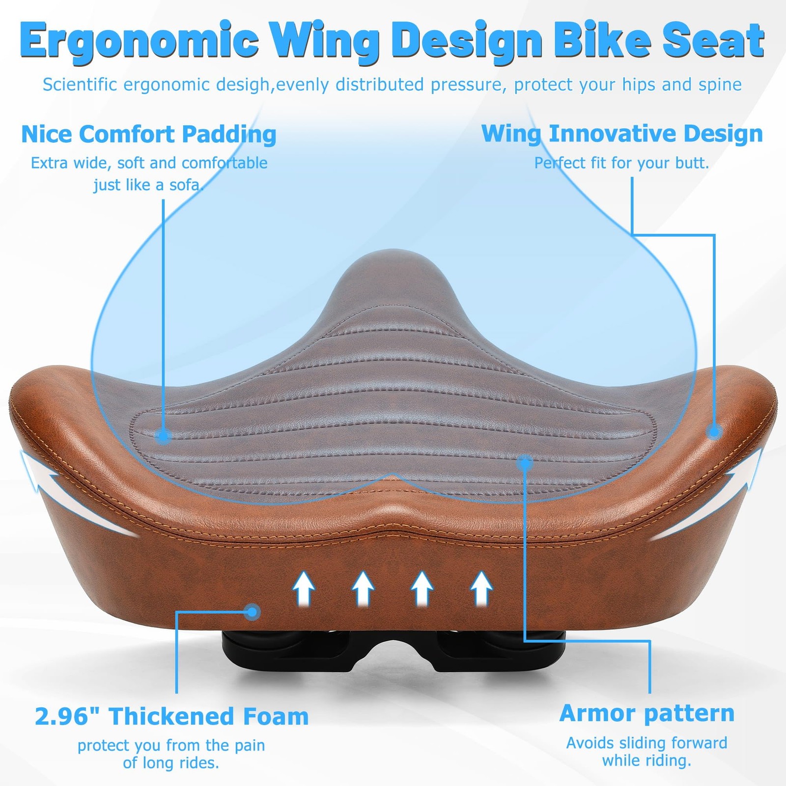 CDYWD Oversized Bike Seat for Men & Women Comfort, Extra Wide Bicycle Seat Cu…