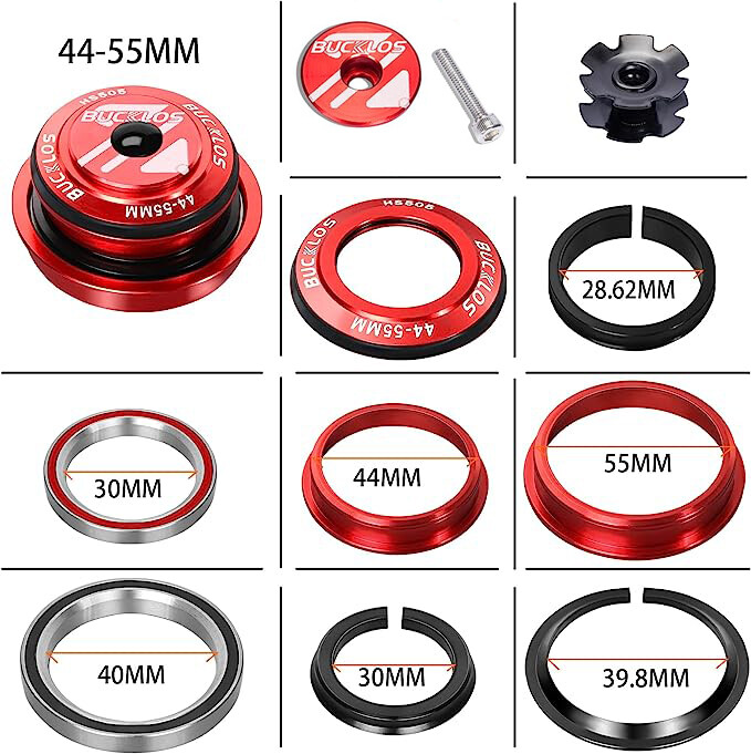 34/44/44-55/44-56mm Bike Threadless Headset Sealed Bearing 1-1/8″ Fork Stem Part