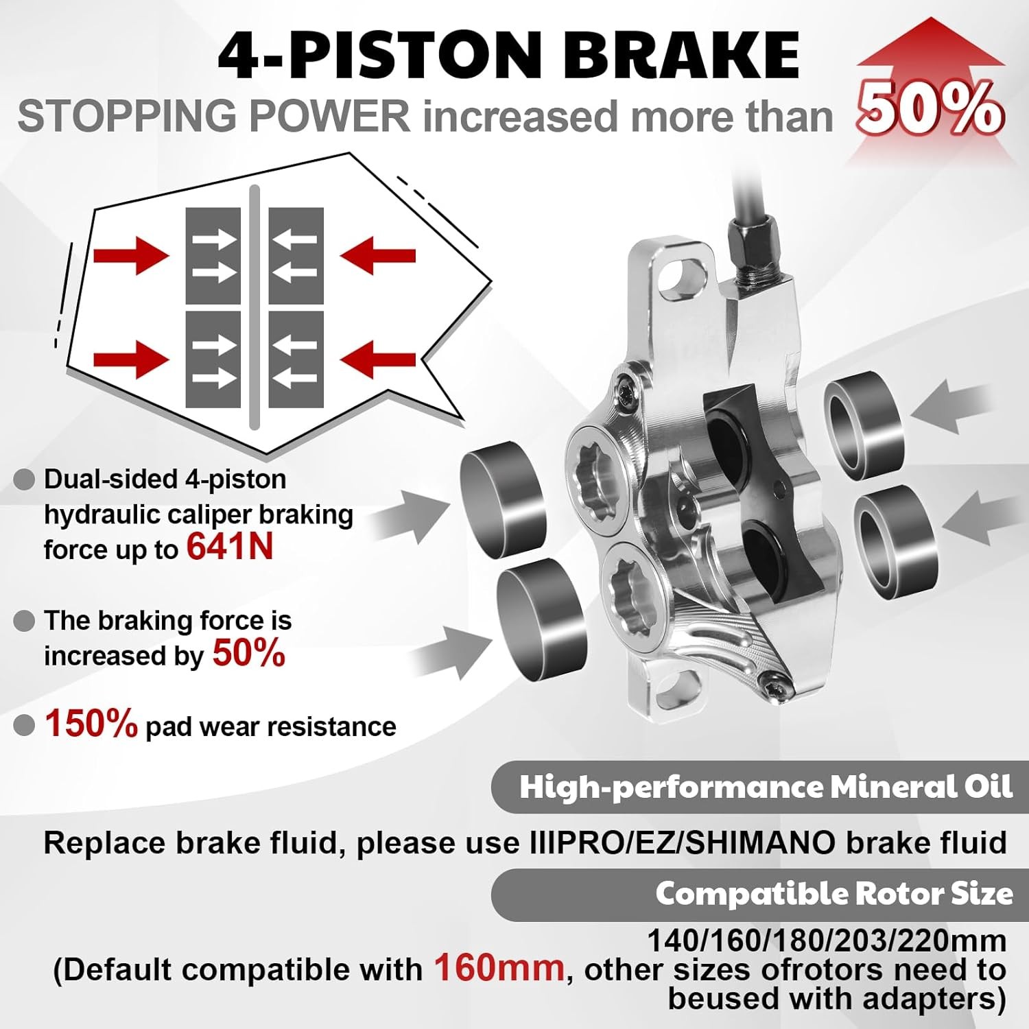 BUCKLOS IIIPRO MTB 4 Piston Hydraulic Disc Brake Set