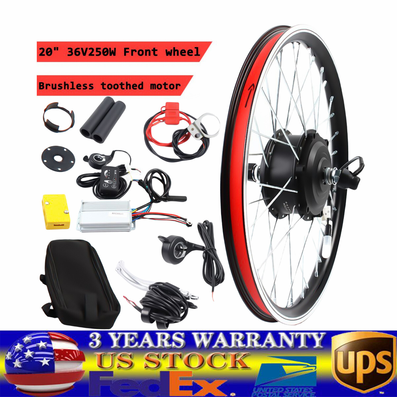 20″ Front Wheel 36V 250W Electric Bicycle Conversion Kit with Throttle