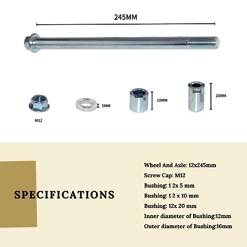 12mm 245mm Front Rear Axle with Bush 5mm 20mm 30mm Fit for PIT PRO 12-245mm