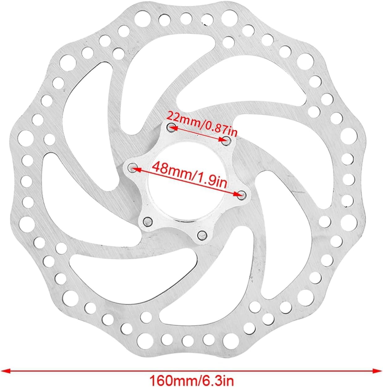 160mm MTB Bicycle Brake Rotor – Stainless Steel Disc with 6-Bolt Hub Adapter