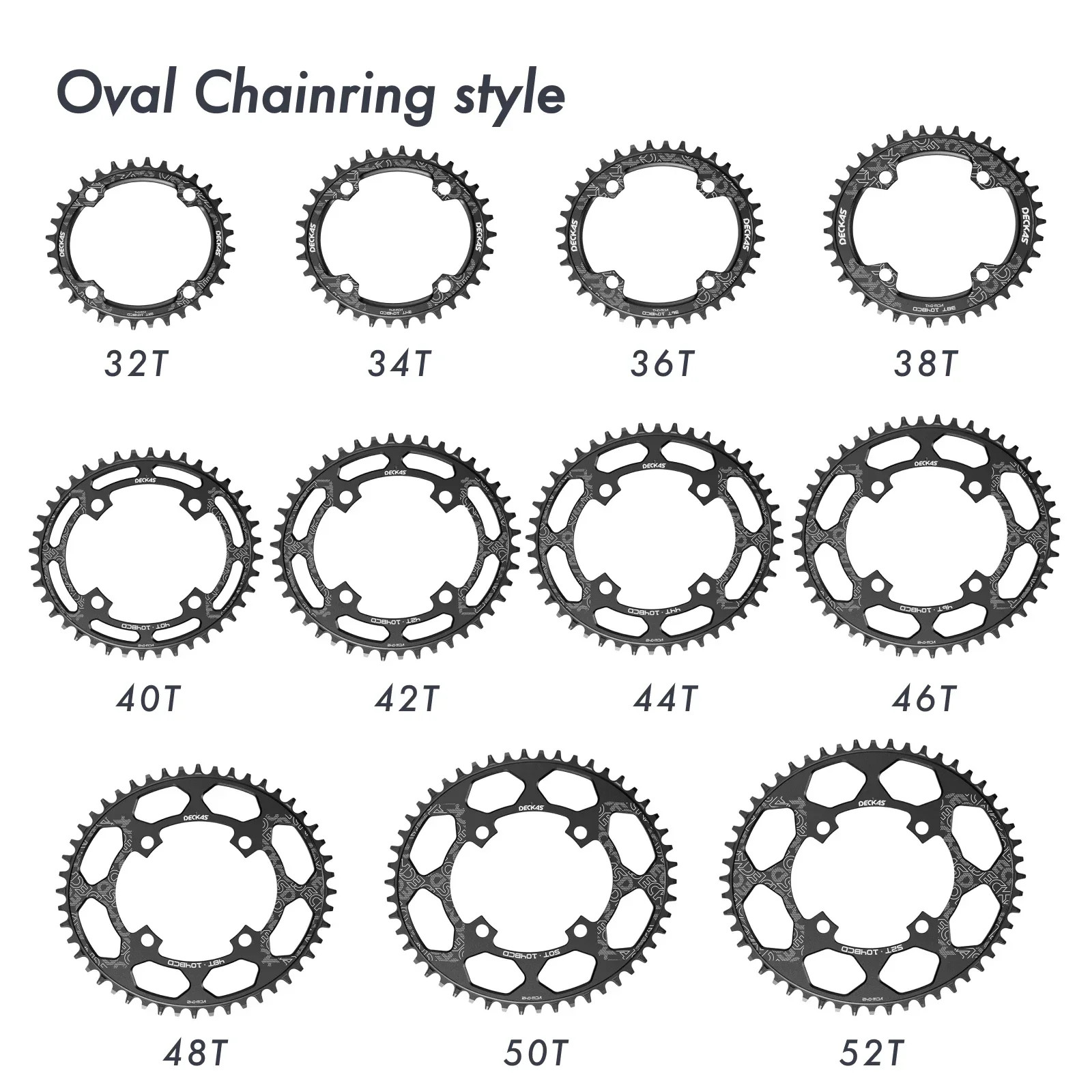 DECKAS Oval 104BCD Chainring 32T-52T MTB Road Bike Narrow Wide Chainwheel