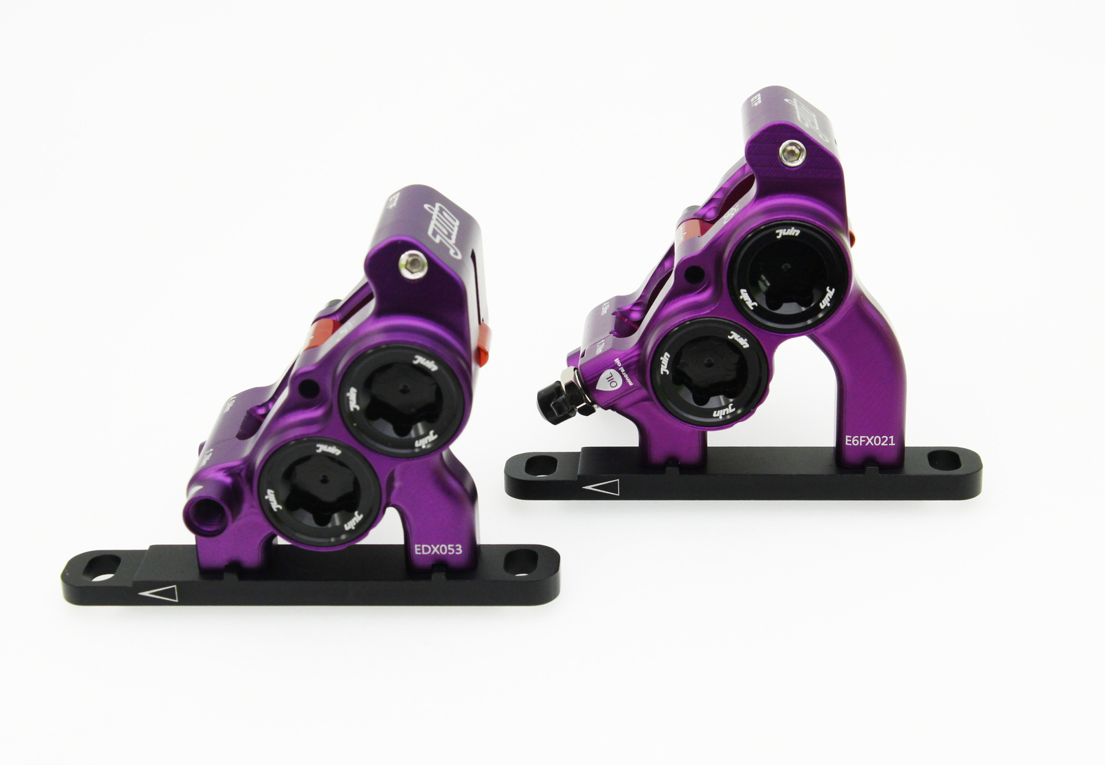 Purple Juin Tech ETF 4 Piston Flat Mount Brakes For Shimano Mineral Oil 160/140