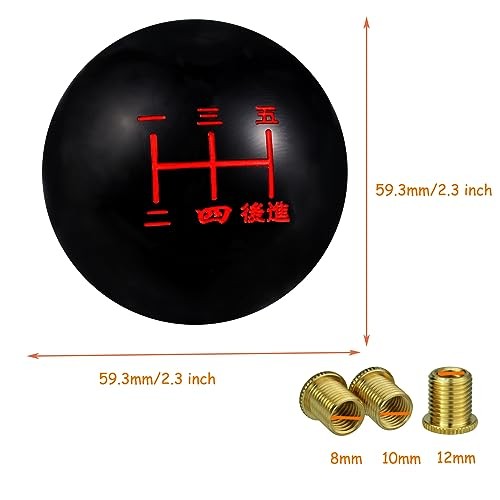5 Speed Shift Knob—Shifter Lever Head—Black and Red—B Lower Right Backward
