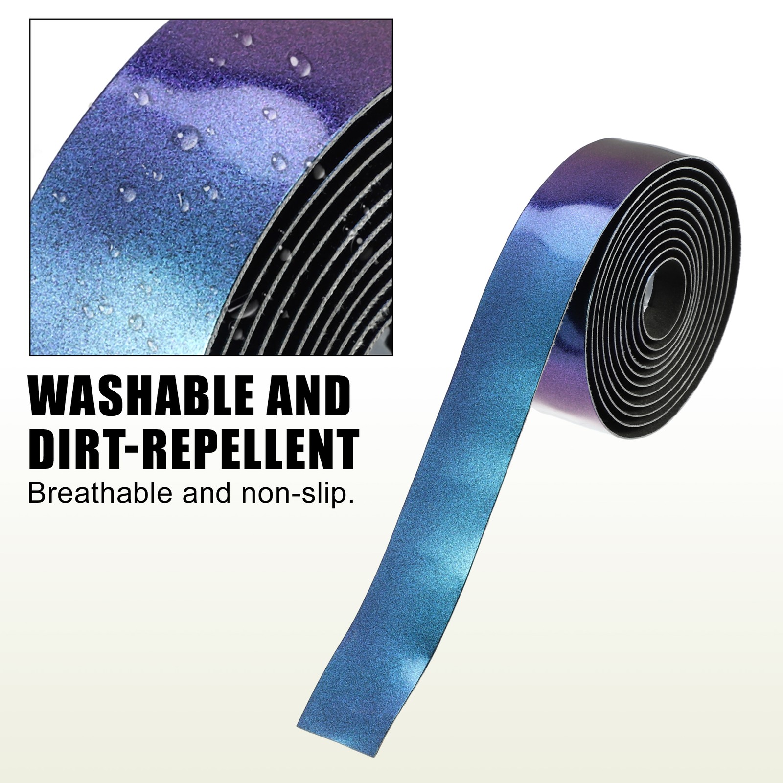 1 Pair Bike Handlebar Tapes Non-Slip with End Plugs for Road Bike Blue Purple