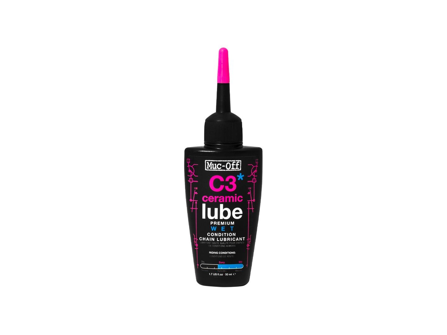 Muc-Off C3 Wet Ceramic Bike Chain Lube 50ml Drip Waterproof Chain Oil