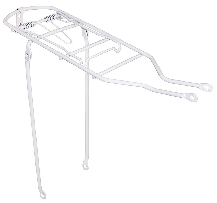 ALTALINE 19 1/2″ LONG REAR BICYCLE STEEL RACK WHITE FOR 26″ BICYCLES.