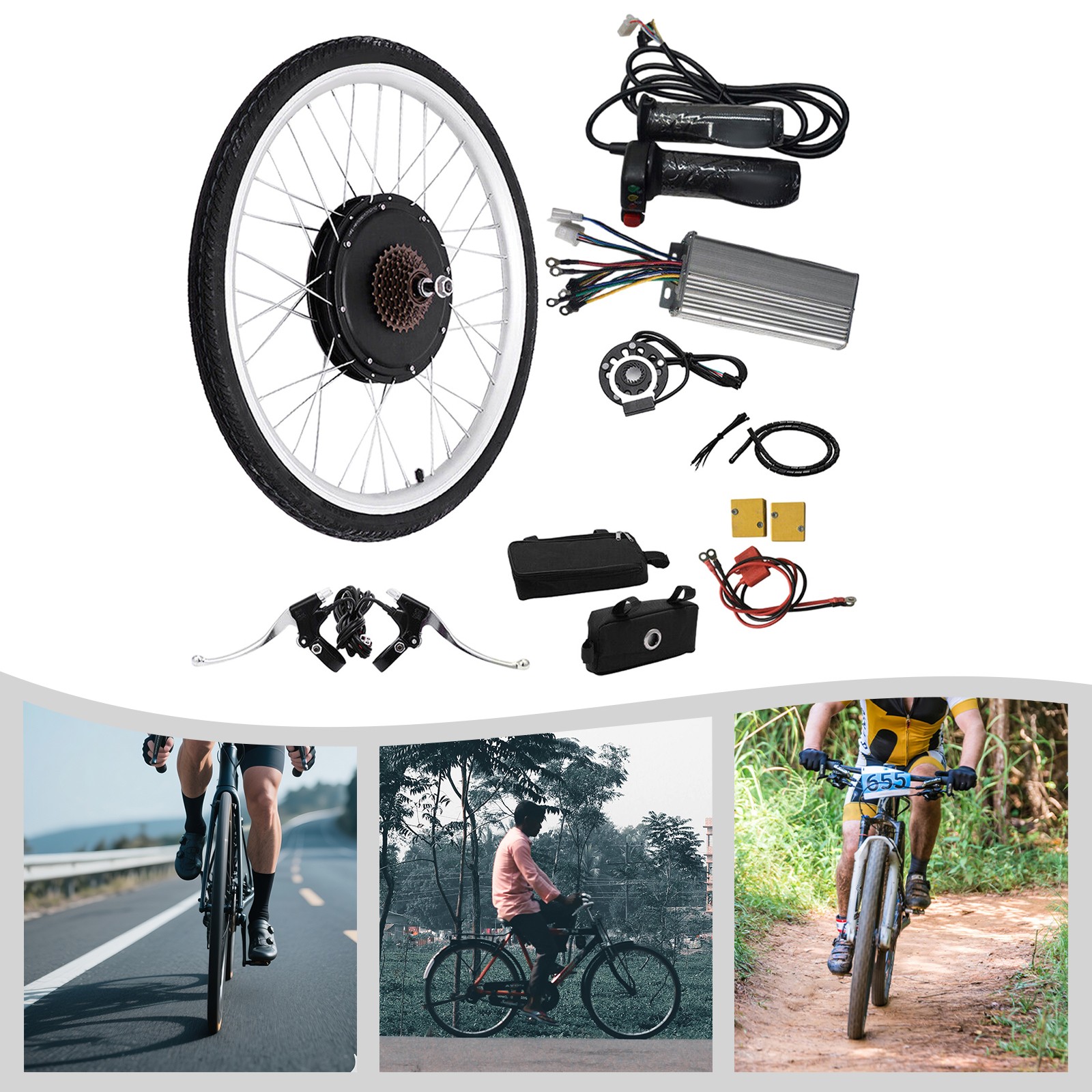 26inch 48V E-Bike Rear Wheel Electric Bicycle Hub Motor Kit 1000W Conversion Kit