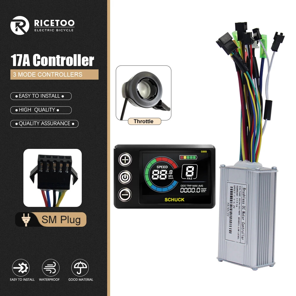 Three-Mode Electric Bike Controller 17A 26A 30A 40A 36/48V with S866 LCD Display