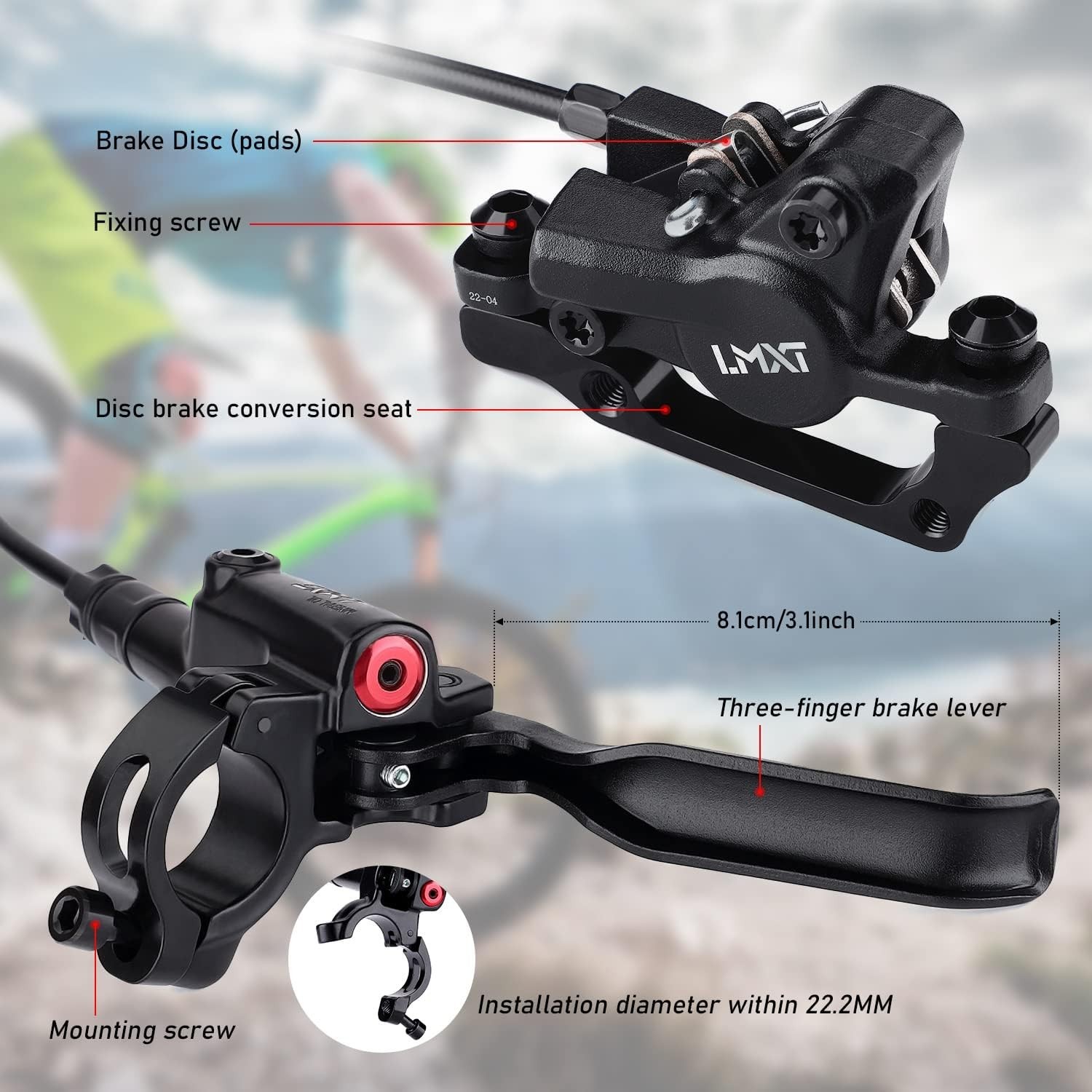 Left Front & Right Rear Brake Kit for Mountain Bike, E-Bike