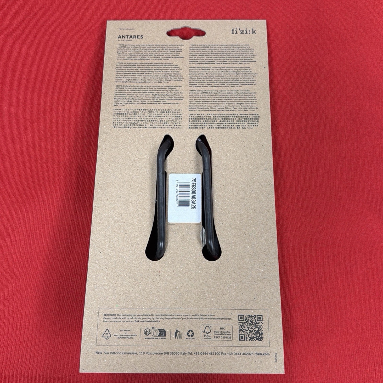 Fizik Vento Antares R1 150 mm Road Cycling Bike Saddle CARBON Rails Black NEW