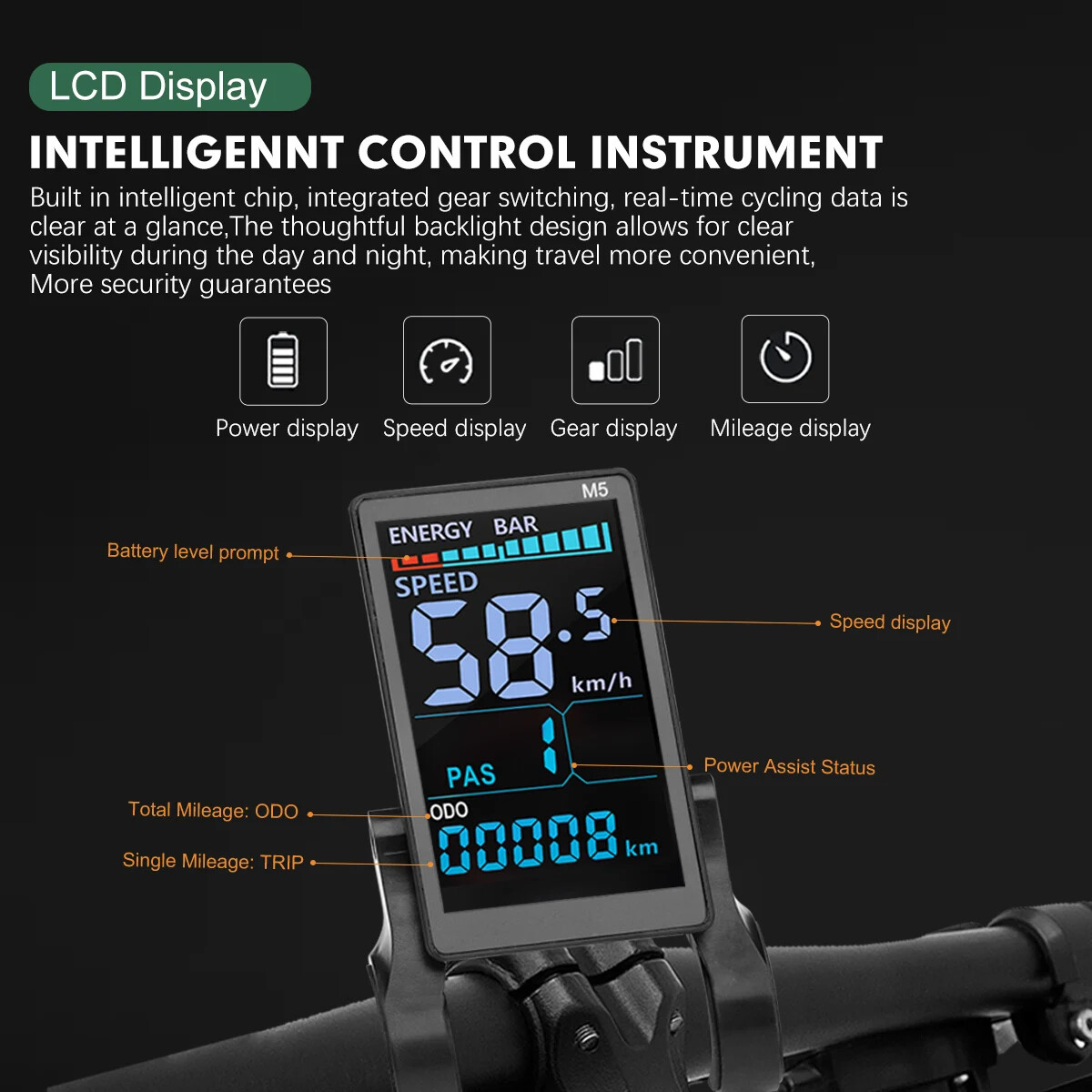 E-bicycle Sine Wave 3 Mode Controller Set 17A 26A 30A 40A with Color M5 Display