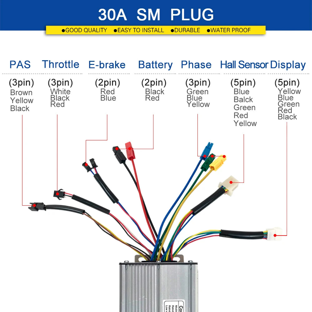36V/48V 30A Electric Bicycle Tricycle E-Scooter Controller for 1000W Hub Motor