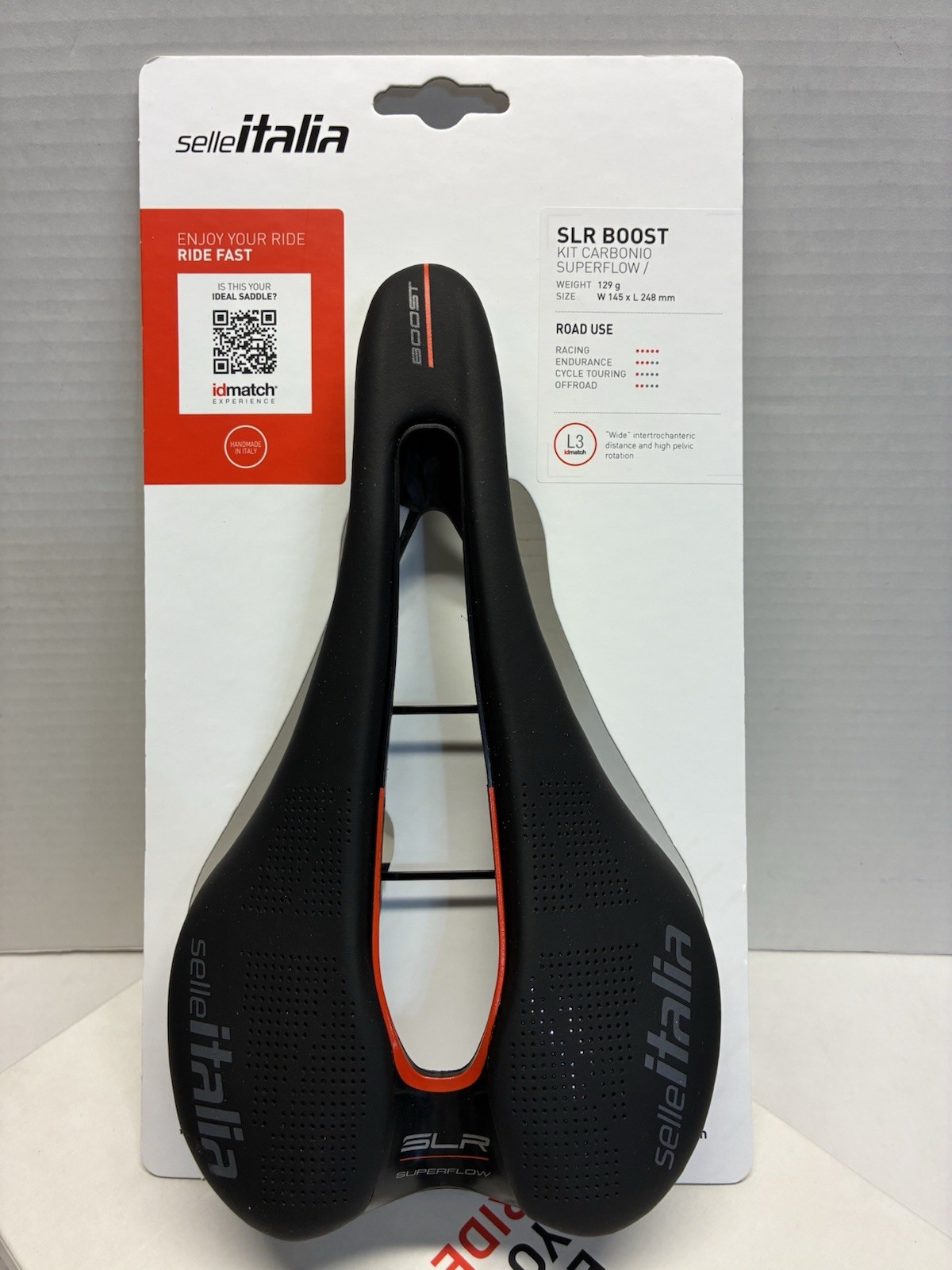 NEW Selle Italia SLR Boost Kit Carbonio Superflow Saddle L3 Carbon Rail 129 Gram