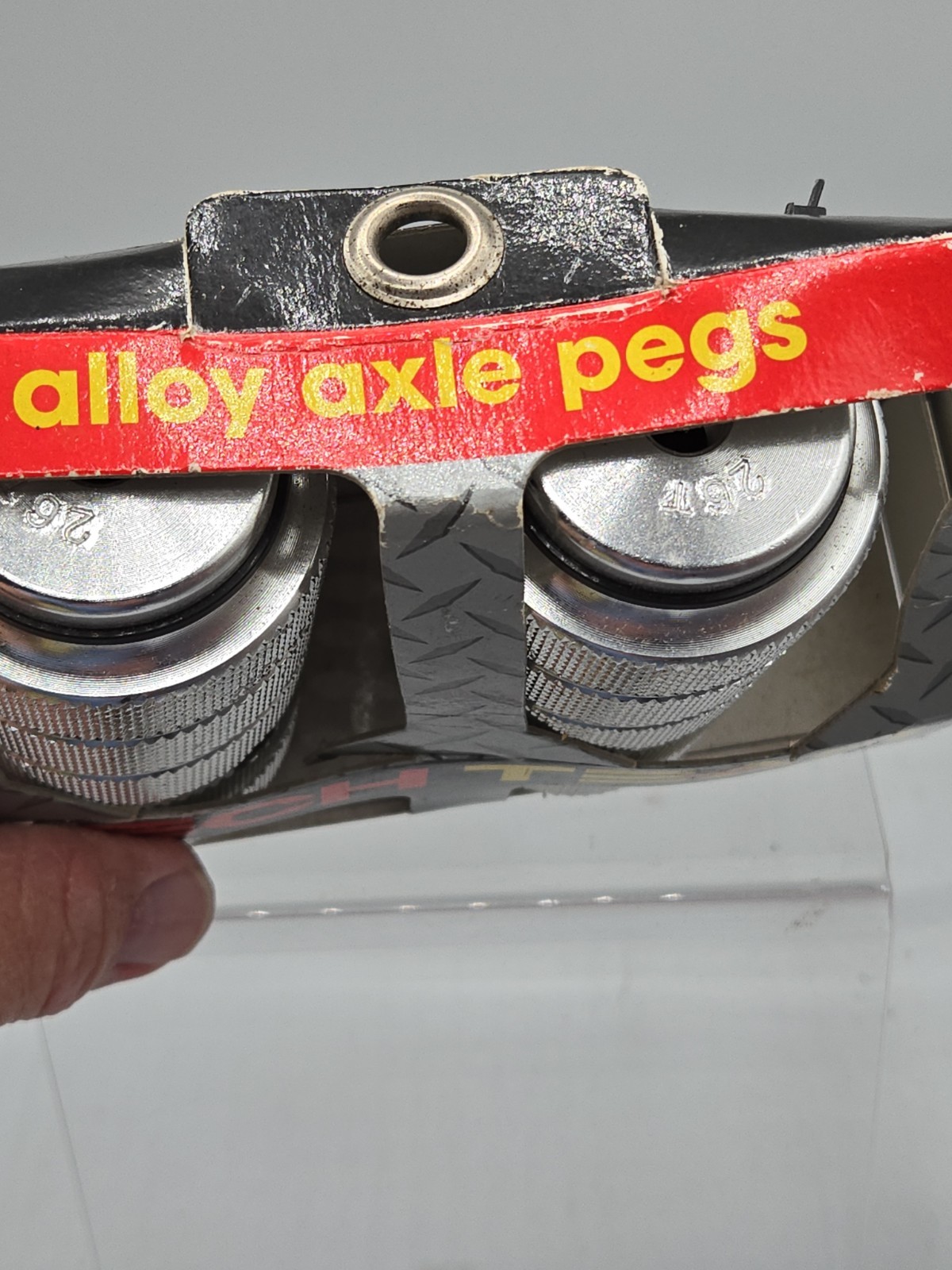 Tech Team Alloy Axle Pegs 50mm x 110mm Silver Bicycle Pegs Pair Vintage New NOS