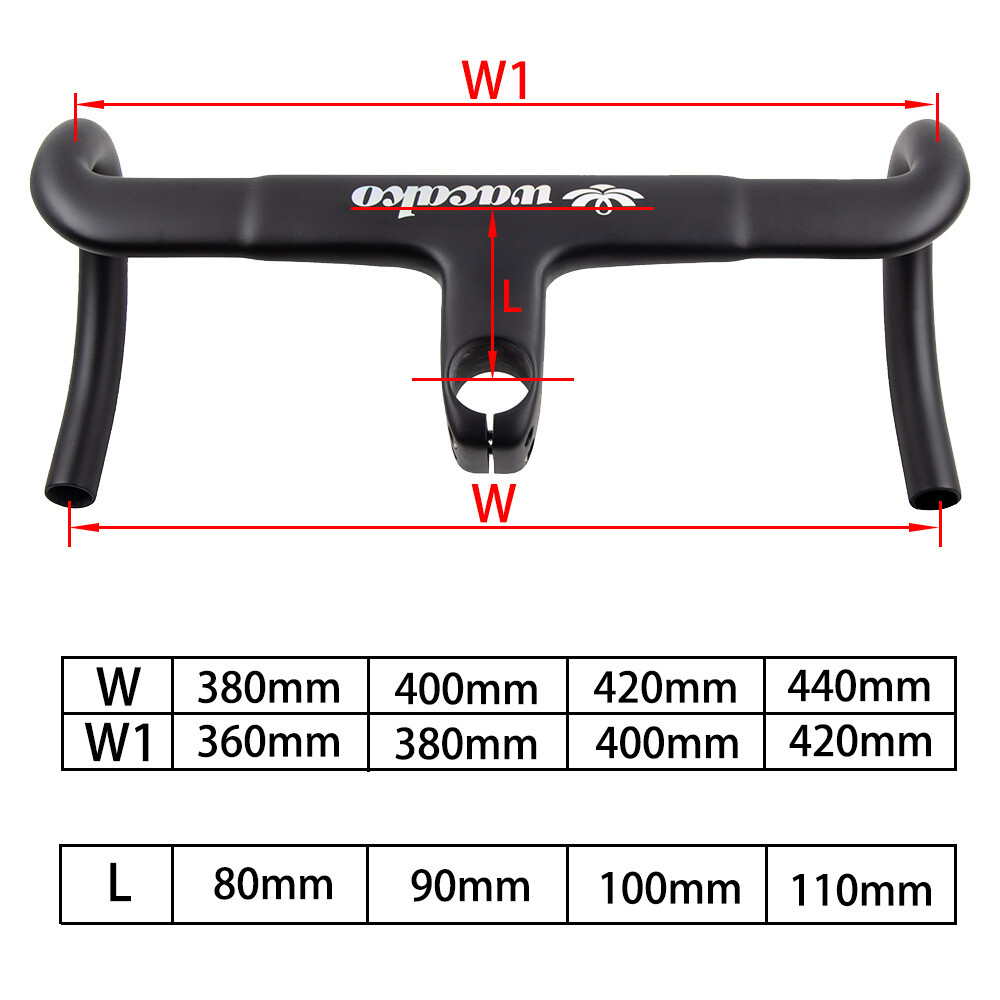 28.6/31.8mm Carbon Handlebar Integrated Road Bike Drop Bar Stem Internal Routing