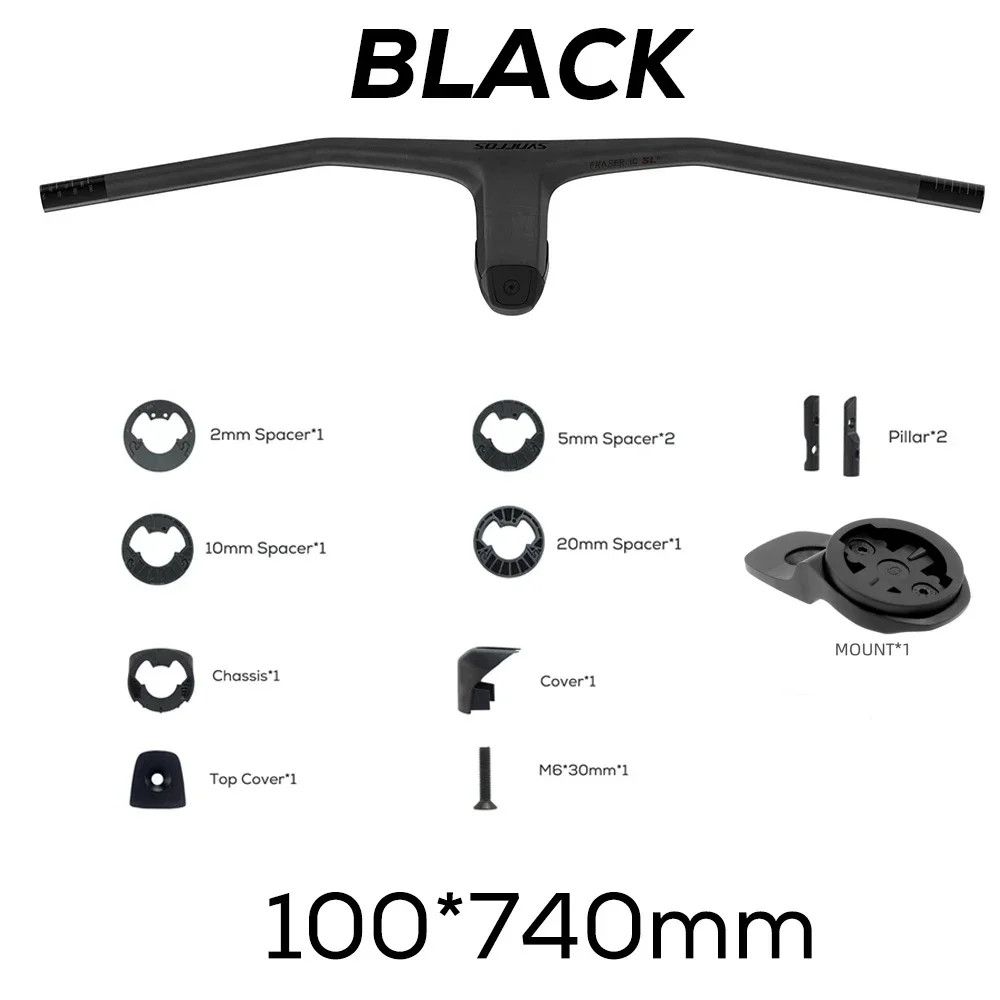 740MM -20 Degrees Full Carbon Fiber Integrated Cockpit MTB Handlebar with Stem