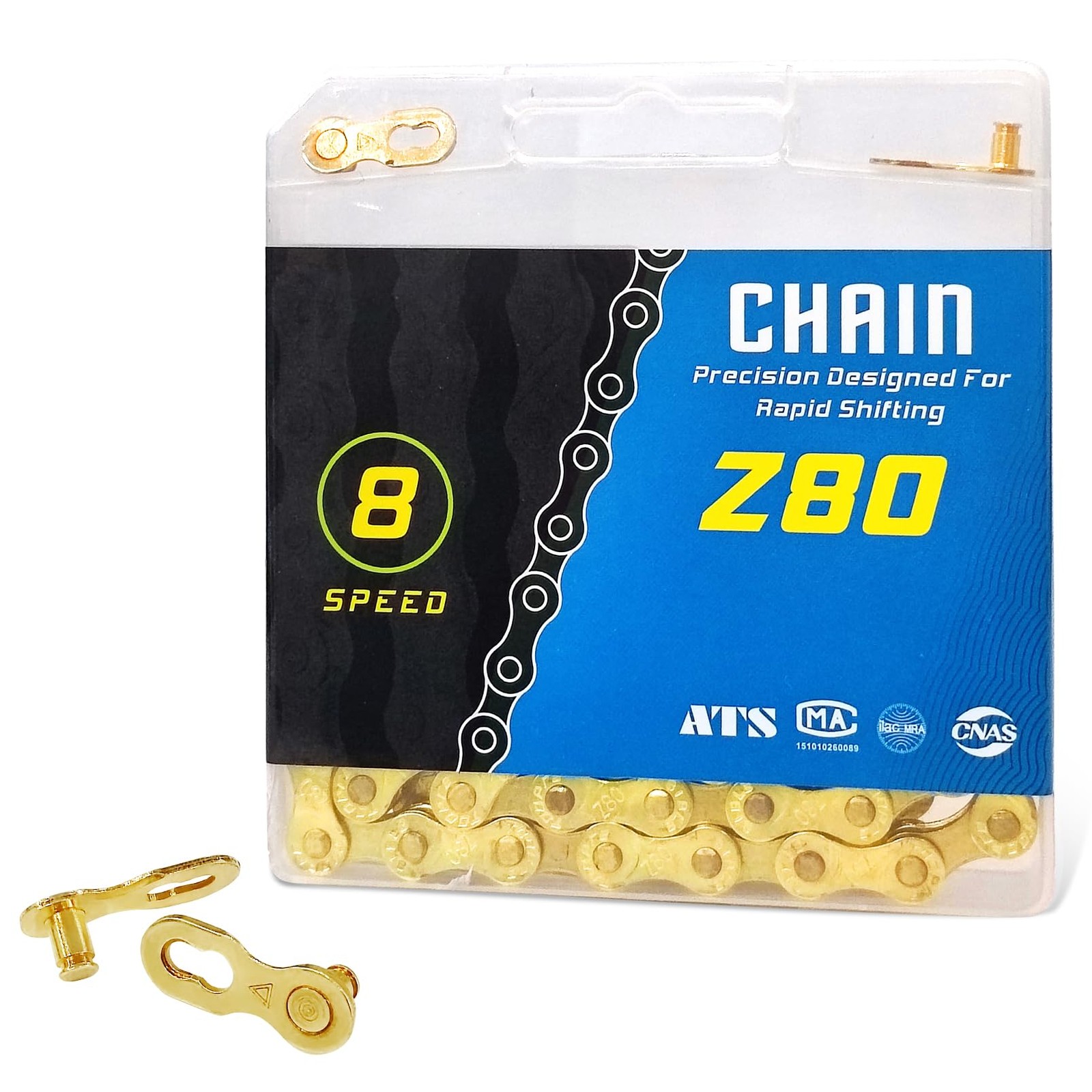 Gold 6/7/8 Speed Bike Chain, 1/2×3/32 Inch, 116 Links, Alloy Steel, Triple St…