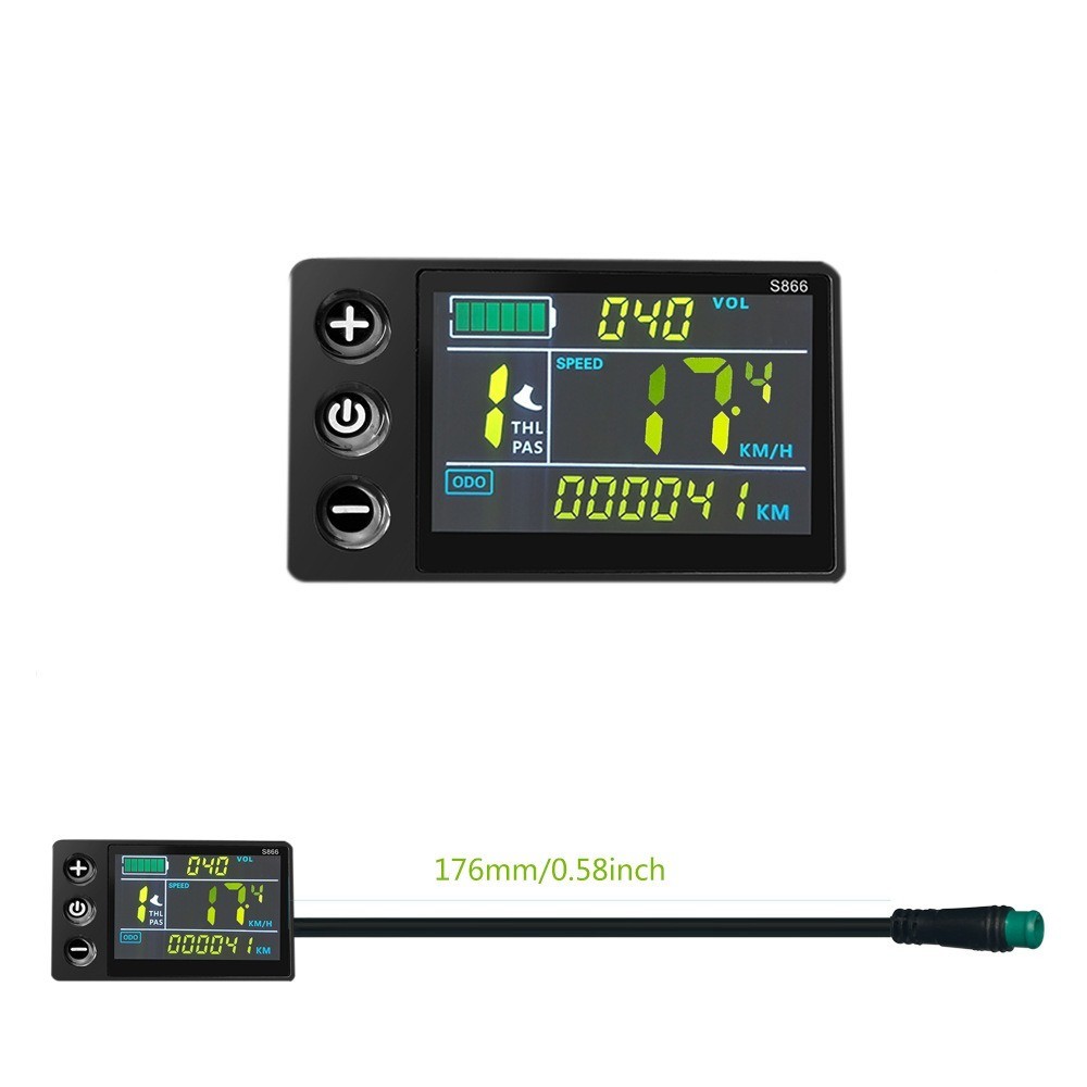 S866 E-Bike Color LCD Display 24V-48V SM/Waterproof Plug Essential Bicycle Part.