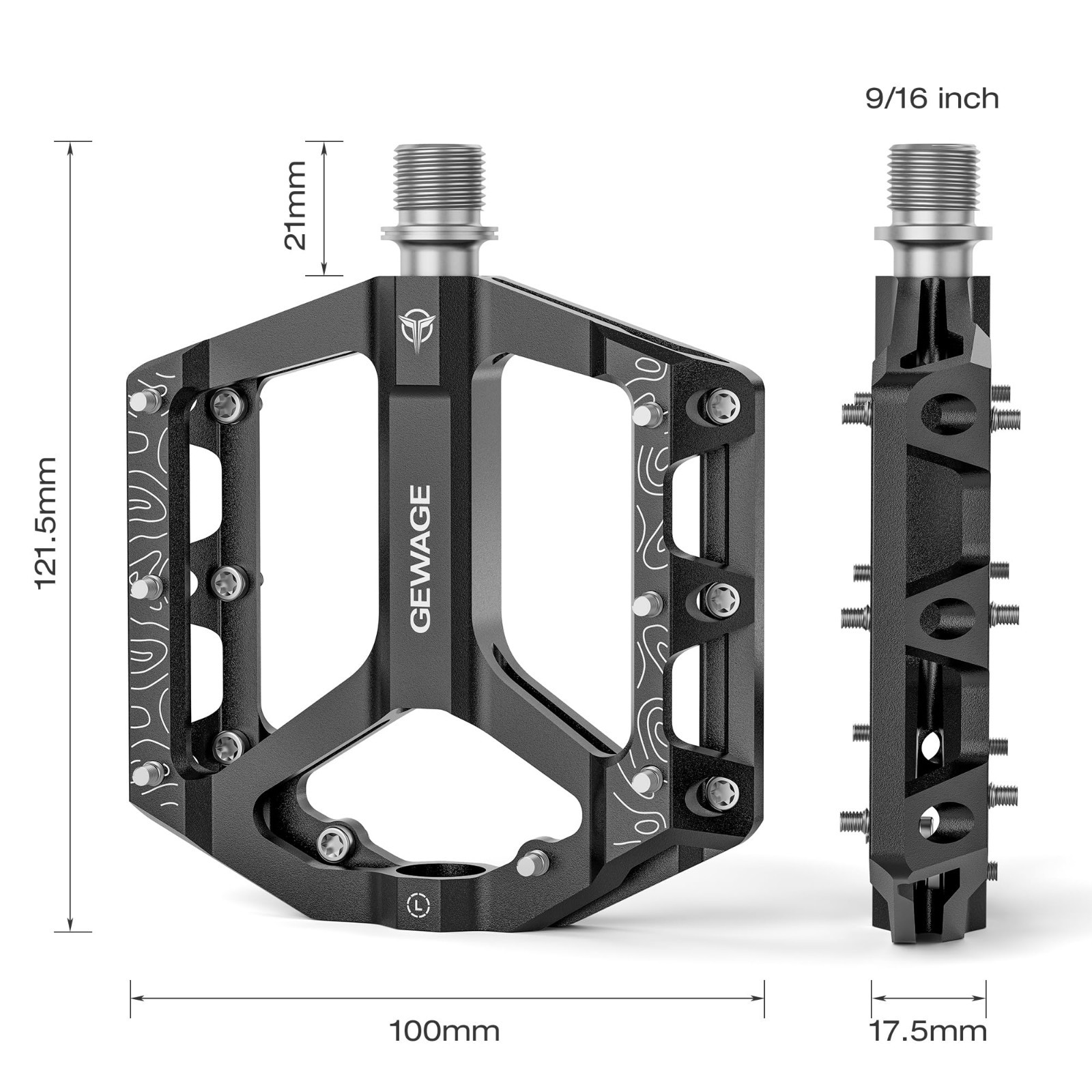 Non-Slip Aluminum Bike Pedals 9/16″ – Lightweight Flat Platform for Road/Mountai