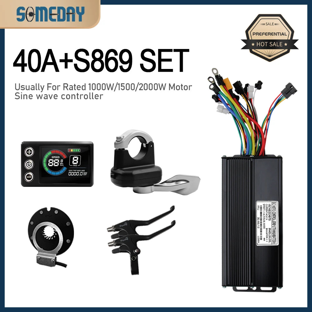 Ebike 48V/72V 40A 3 Mode Sinewave Controller with Display for 1000W-3000W Motor