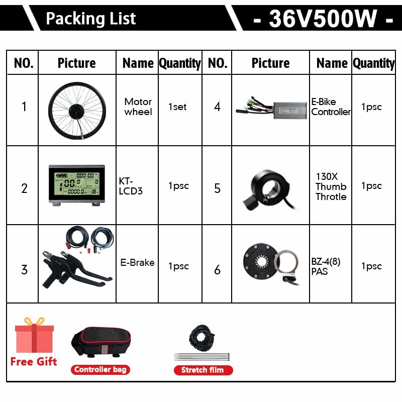 Snow Fat Tire E-bike Conversion Kit 500W-3000W 36V/48V/72V Front/Rear Motor