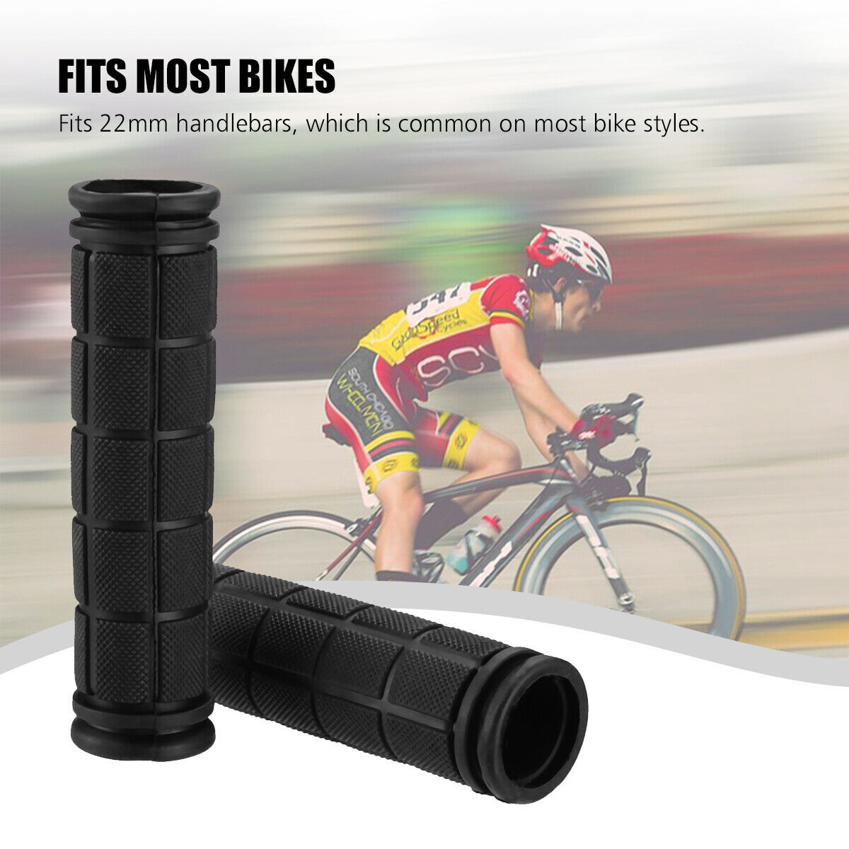 2 PC Mountain Bike Bicycle Cycling Handlebar Anti-Slip Soft Rubber Hand Grips