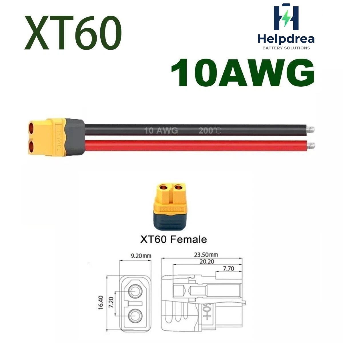 XT60 Female Solar Panel to Portable Power Station Ebike Battery Charging Cable