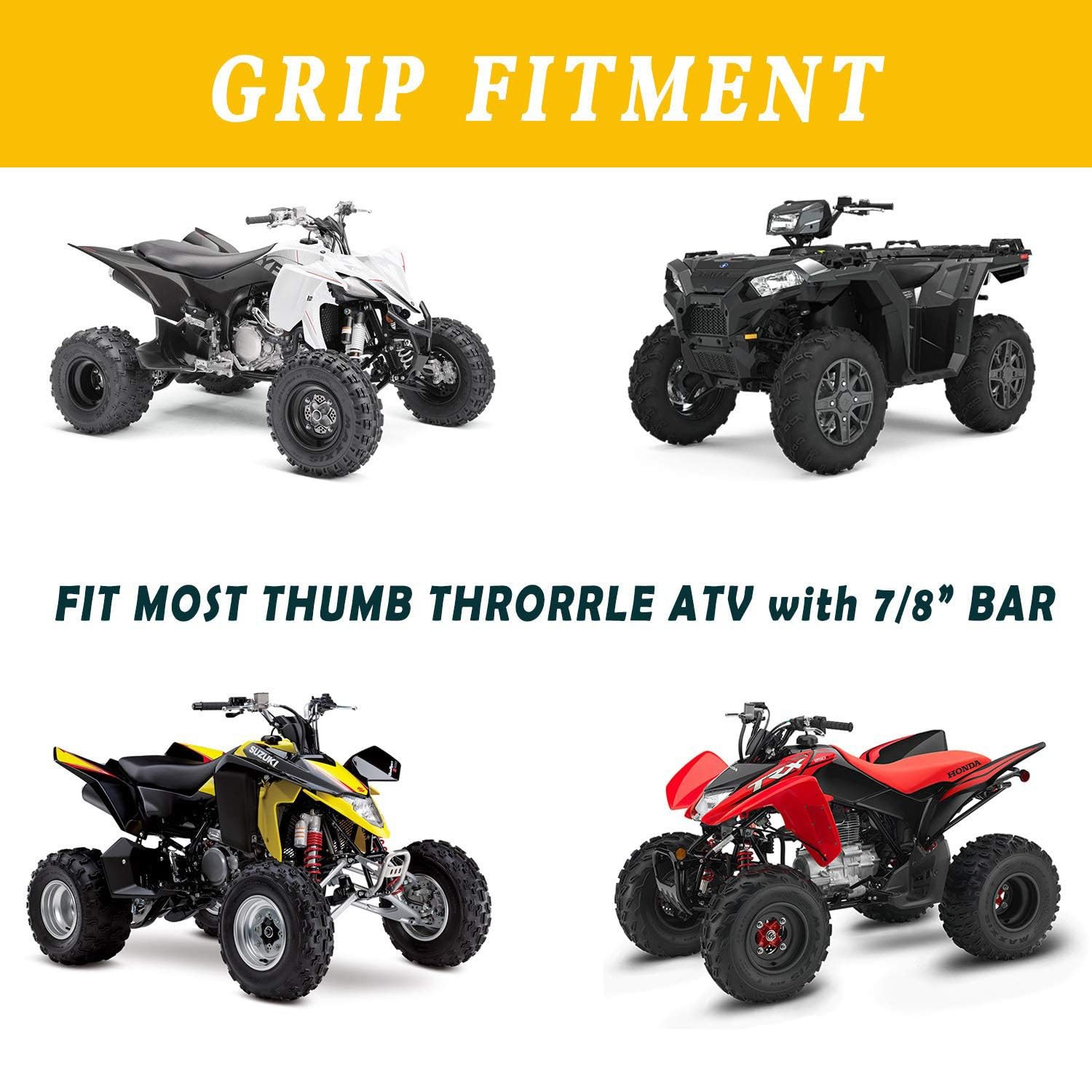 7/8» ATV Grips Universal Handlebar Grips Soft Rubber Motorcycle Grip for ATV Po