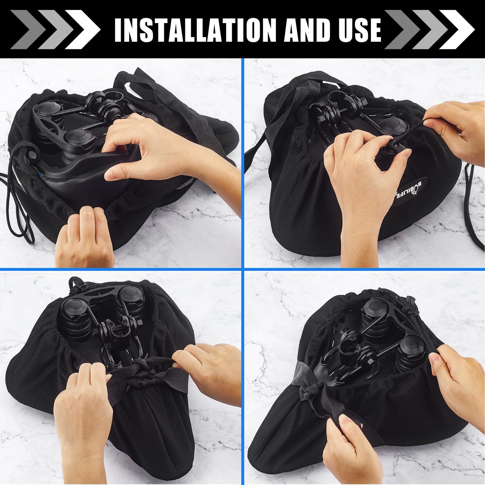 Thick & Wide Gel Bike Seat Cushion Cover Pad with Rainproof Cover – Comfortab…