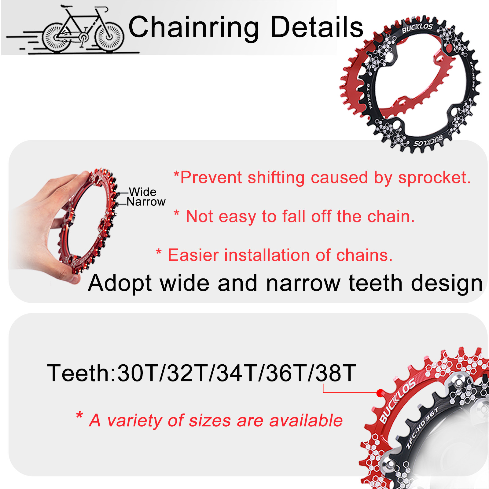 MTB 104BCD Bicycle Crankset 30T 32T 34T 36T 38T 40T 42T Mountain Bike Chainring
