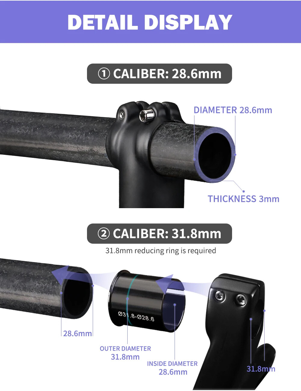 26 / 27.5 Inch MTB Bicycle Carbon Fork Disc Brake 160mm Tapered Tube Front Forks