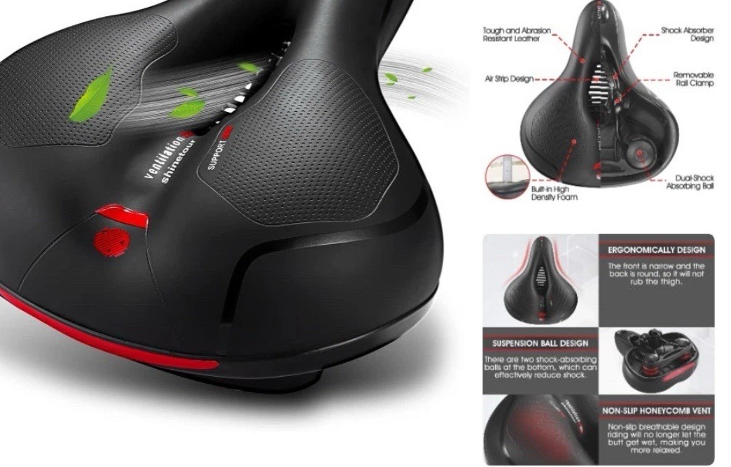 Comfortable Waterproof Bike Seat Cushion for Men Women Memory Foam Shock Abso…