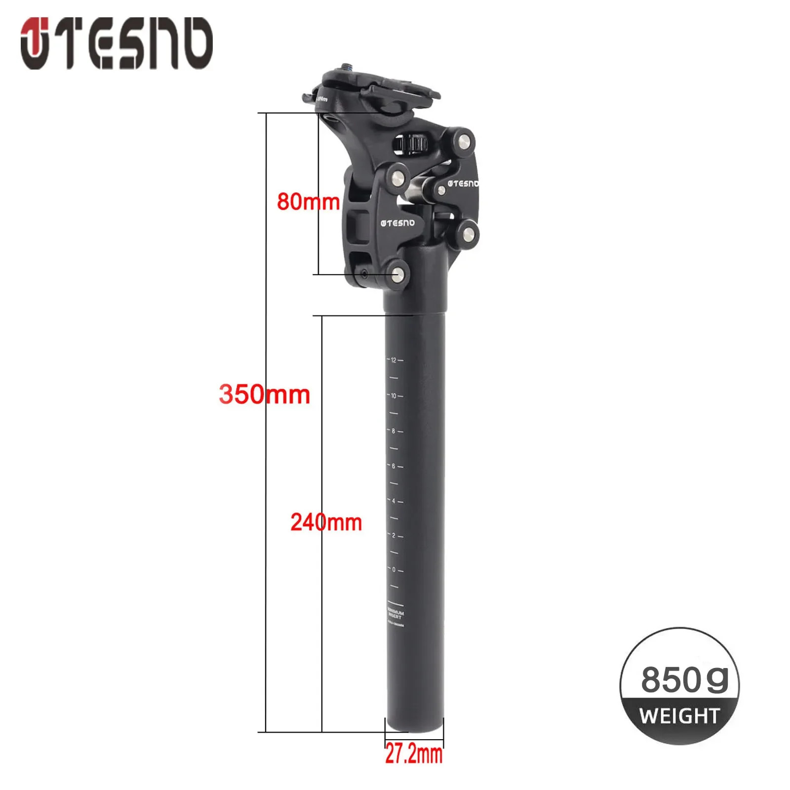 TESNO Bike Seatpost with Shock Absorber 27.2/30.9/31.6mm MTB Suspension 50mm
