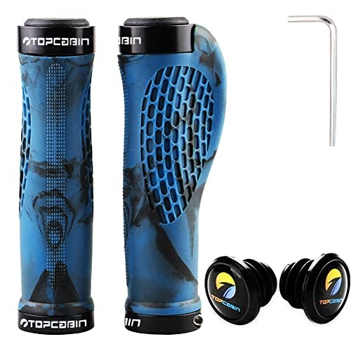 TOPCABIN Ergonomic Bike Grips – Widen Holding Rubber Grips Rubber Blue (1 Pair)
