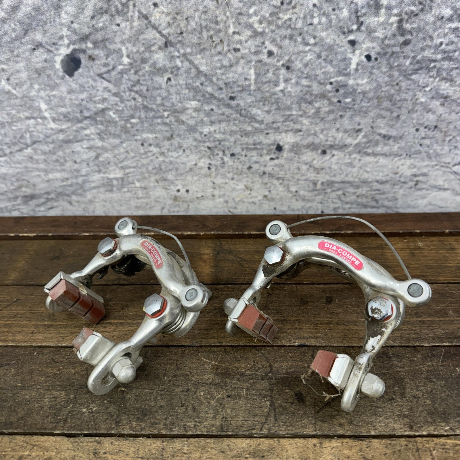 Vintage Dia Compe Center Pull Brake Caliper Set Clamp On Yoke Cable Clips